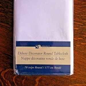 White Tablecloth Size 70'' Round Table Cover Linen New Dinner Lunch Parties